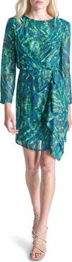 DKNY Long Sleeve Side Drape Dress