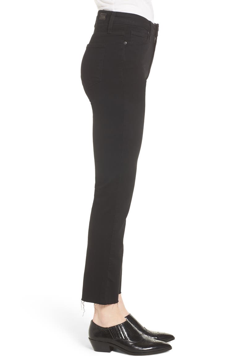 Hoxton High Waist Straight Raw Hem Ankle Jeans, Alternate, color, BLACK OVERDYE