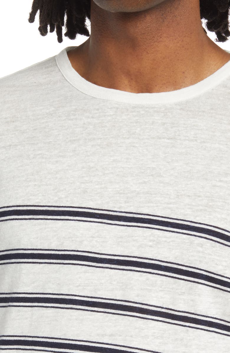 Vince Stripe Crewneck Linen Sweater, Alternate, color,