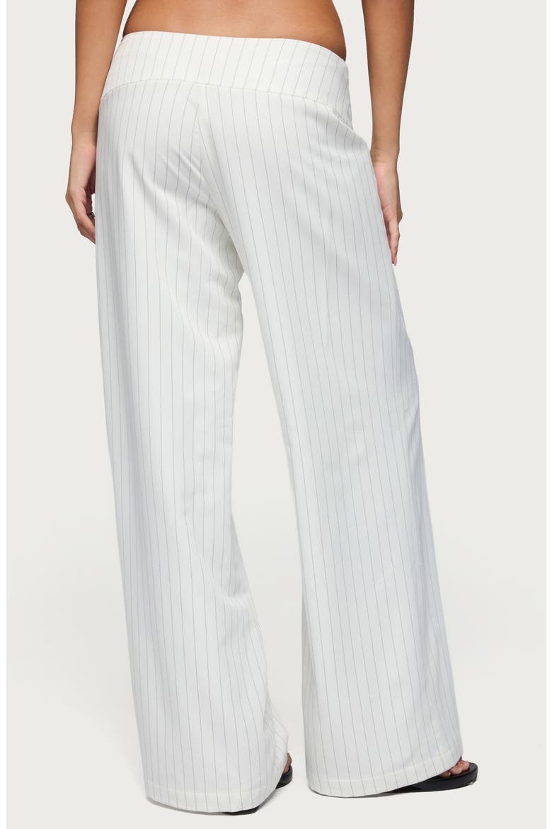 Parker Pinstripe Low Rise Tie Wide Leg Pants, Alternate, color, WHITE