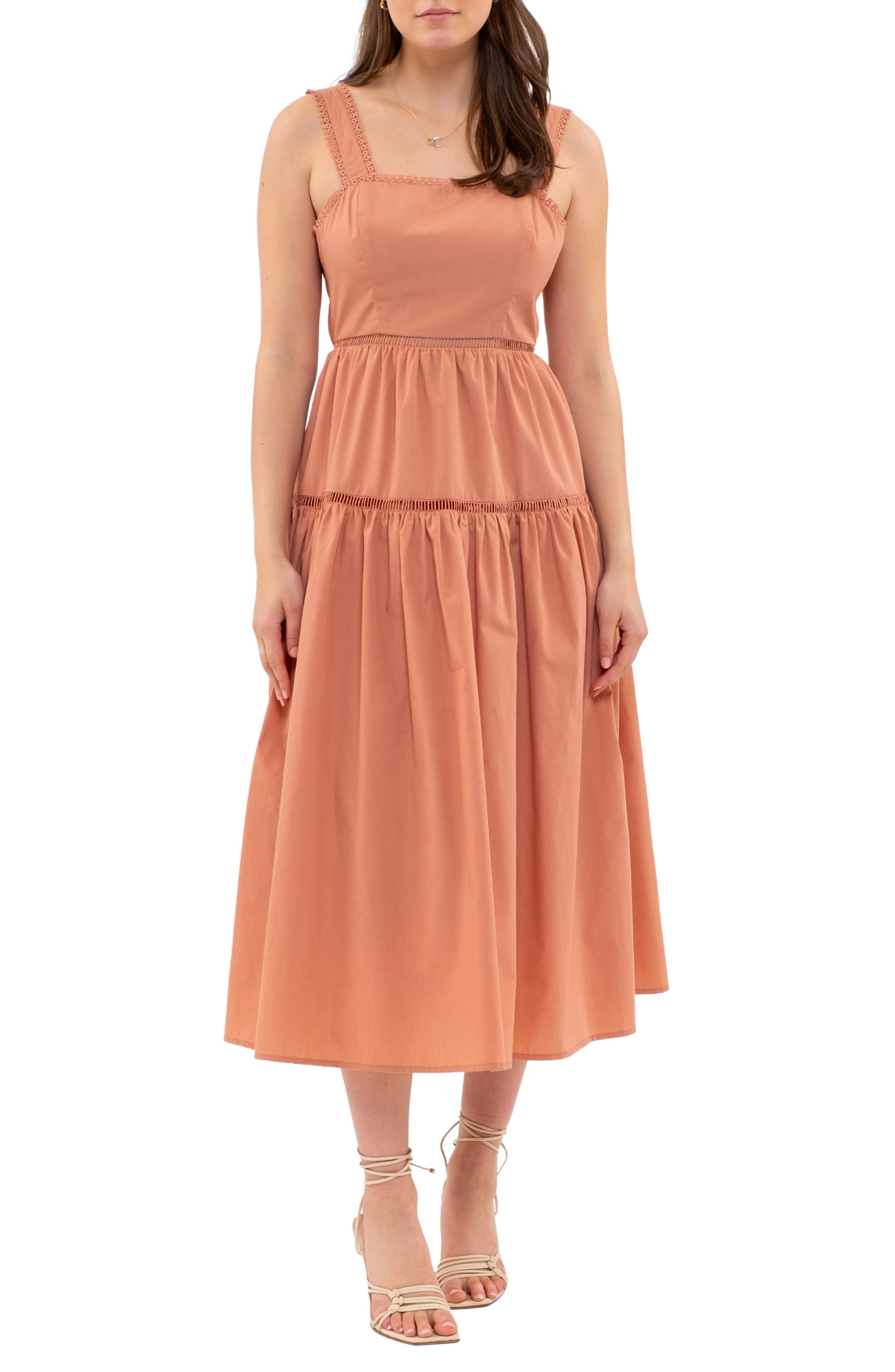 Blu Pepper Ladder Cutout Tie Back Dress