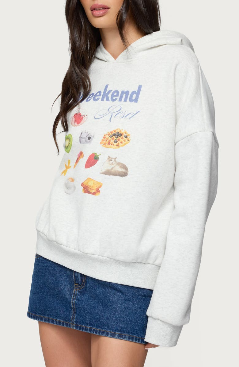 EDIKTED Weekend Reset Cotton Blend Hoodie, Alternate, color, Gray-Melange