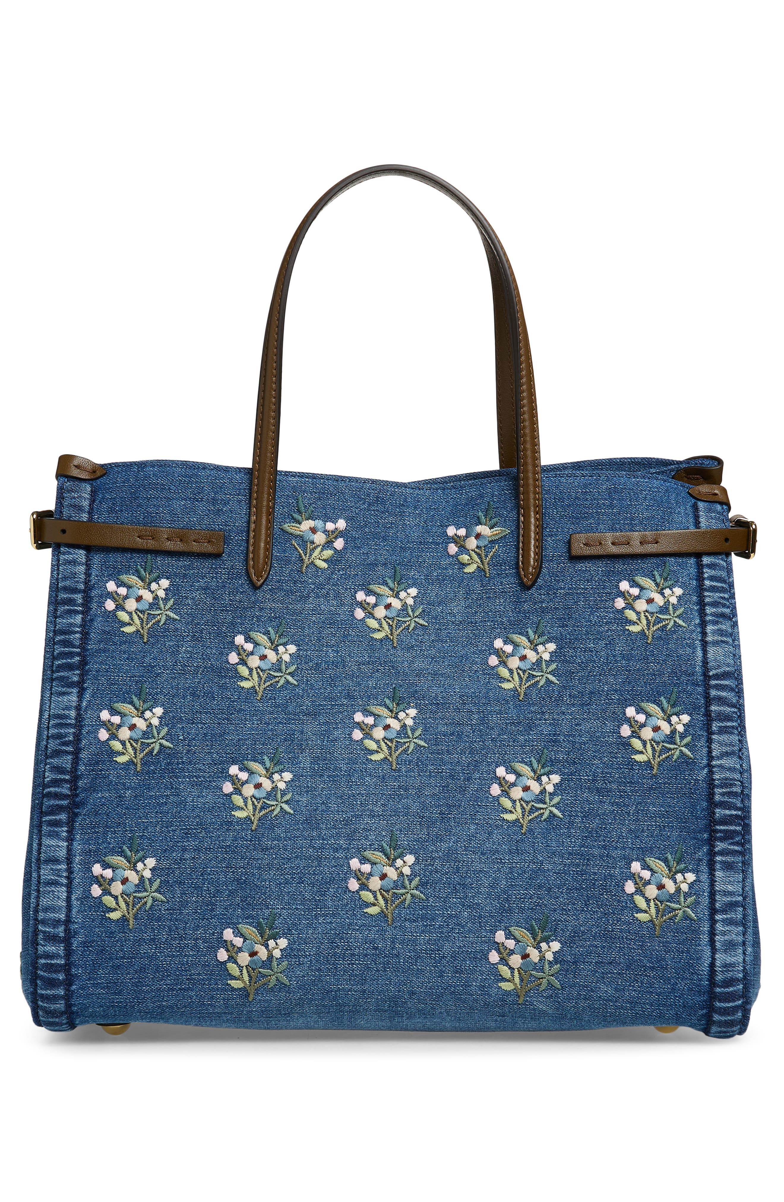 Valentino Garavani Medium Antibes Embroidered Denim Tote, Alternate, color, Blue Multi
