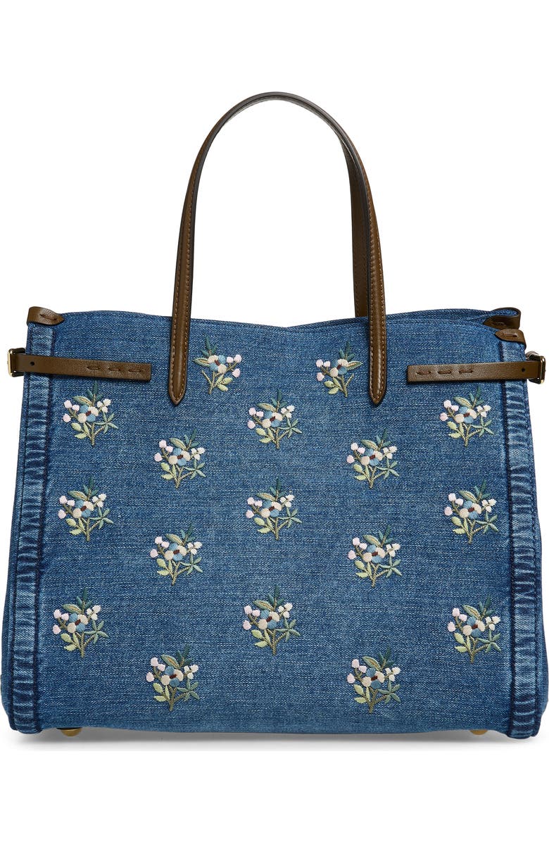 Valentino Garavani Medium Antibes Embroidered Denim Tote, Alternate, color, Blue Multi