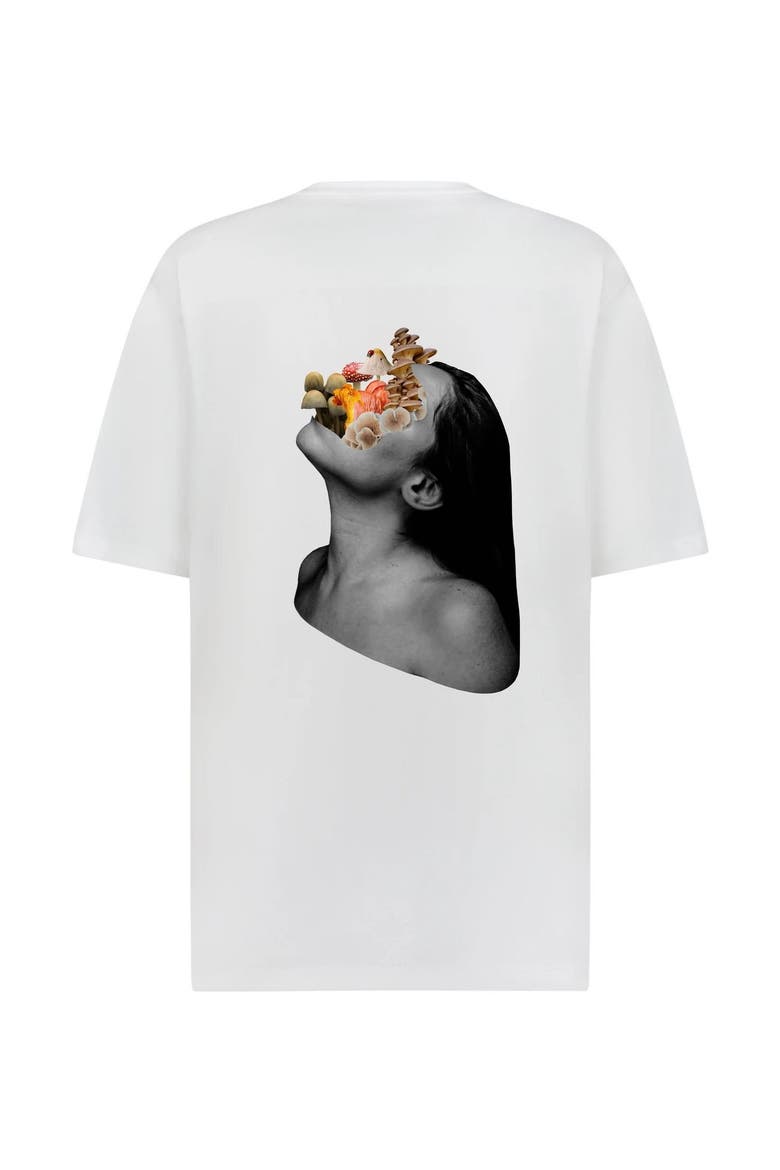 Mushroom Break Out Graphic T Shirt, Main, color, White