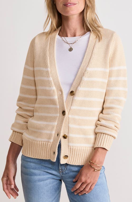 Vineyard Vines Stripe Cotton Cardigan In Nude
