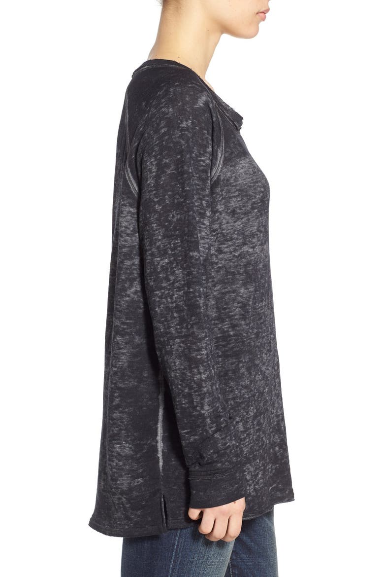 Burnout Raw Edge Sweatshirt, Alternate, color, BLACK