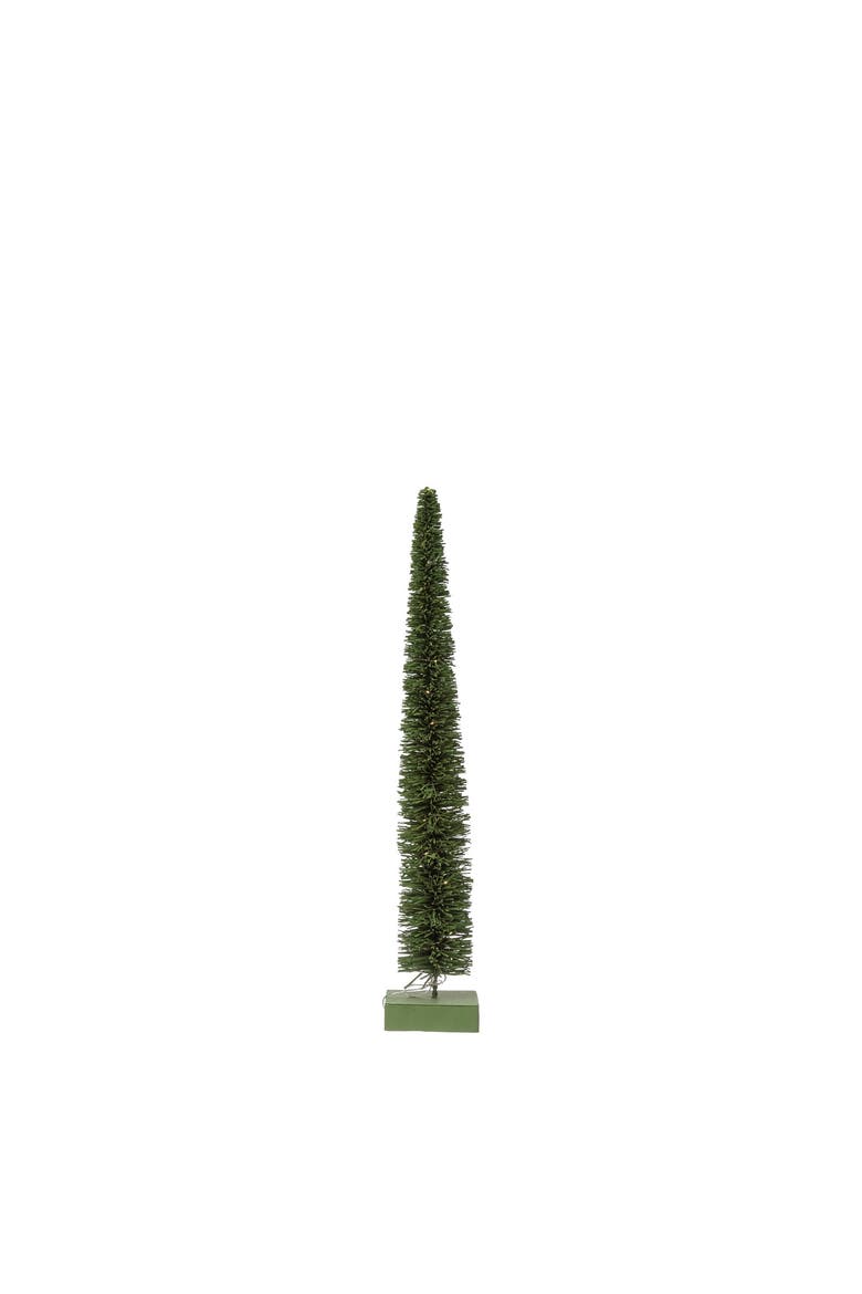 Rattan Tree with Led Lights & Wood Base, Main, color, Green