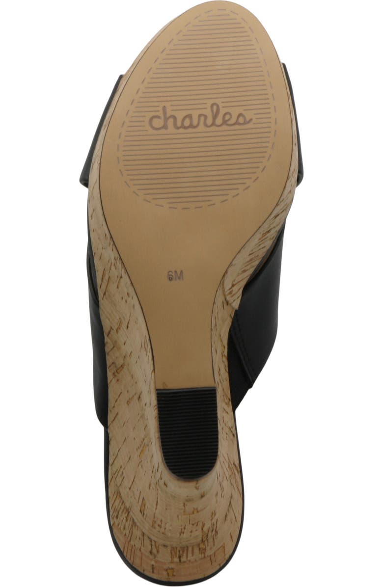 Charles by Charles David Latrice Cork Wedge Sandal, Alternate, color, Black-Sm