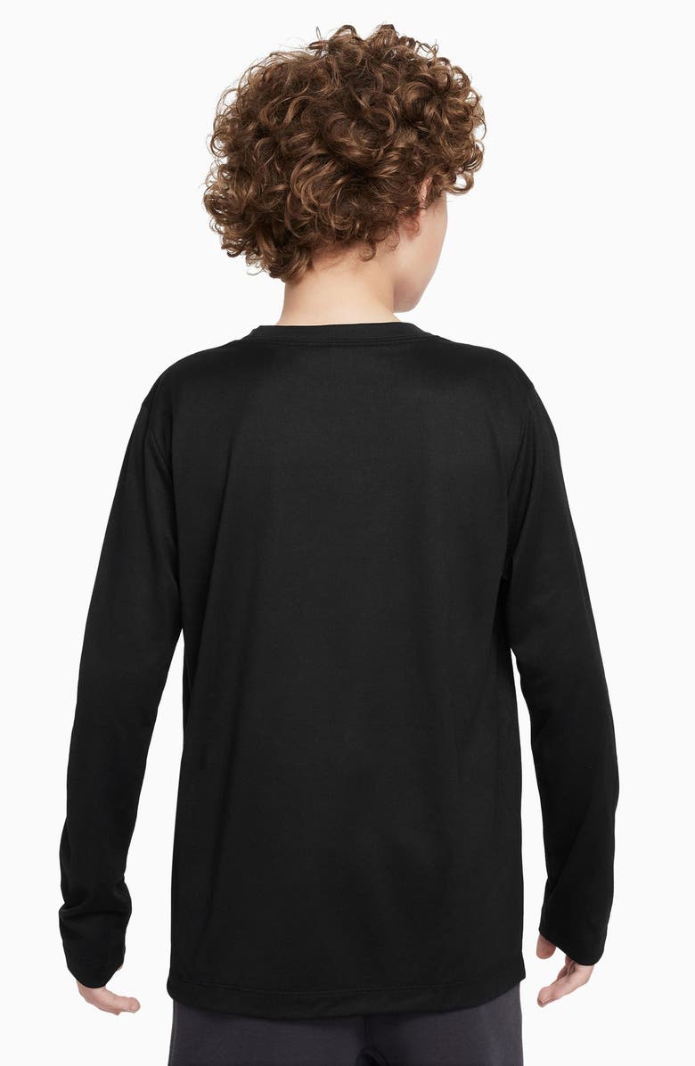 Nike Kids' Legend Dri-FIT Long Sleeve Graphic T-Shirt, Alternate, color, Black