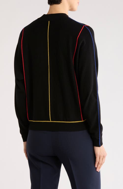 T Tahari Piped Mock Neck Sweater In Black