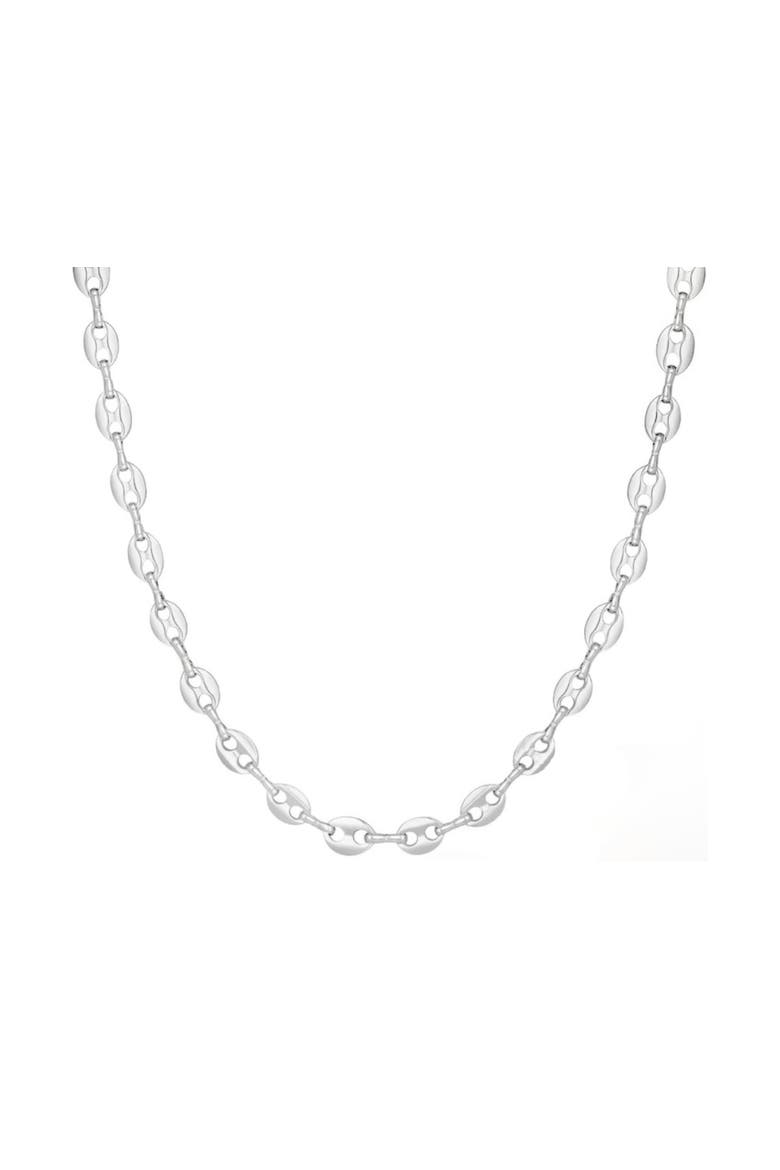 Rhodium Plated Puffed Link Necklace, Main, color, Silver