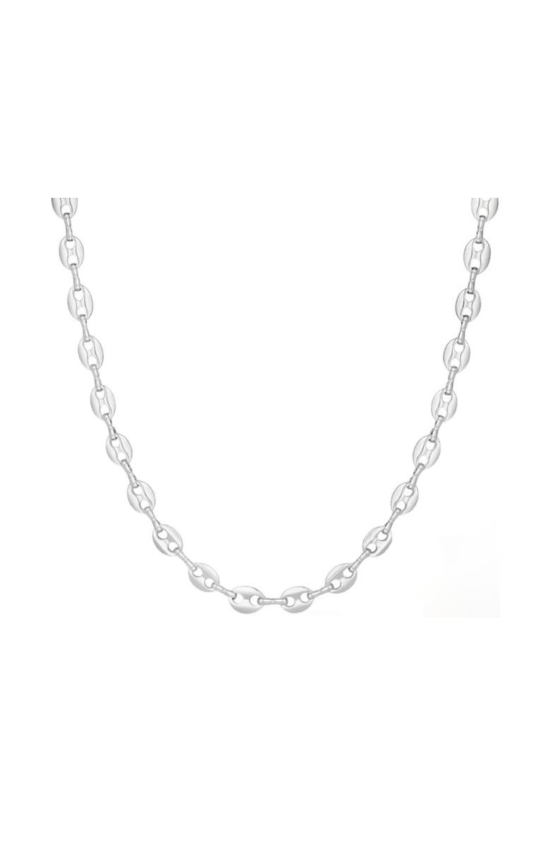 Donatello Gian Rhodium Plated Puffed Link Necklace, Main, color, Silver