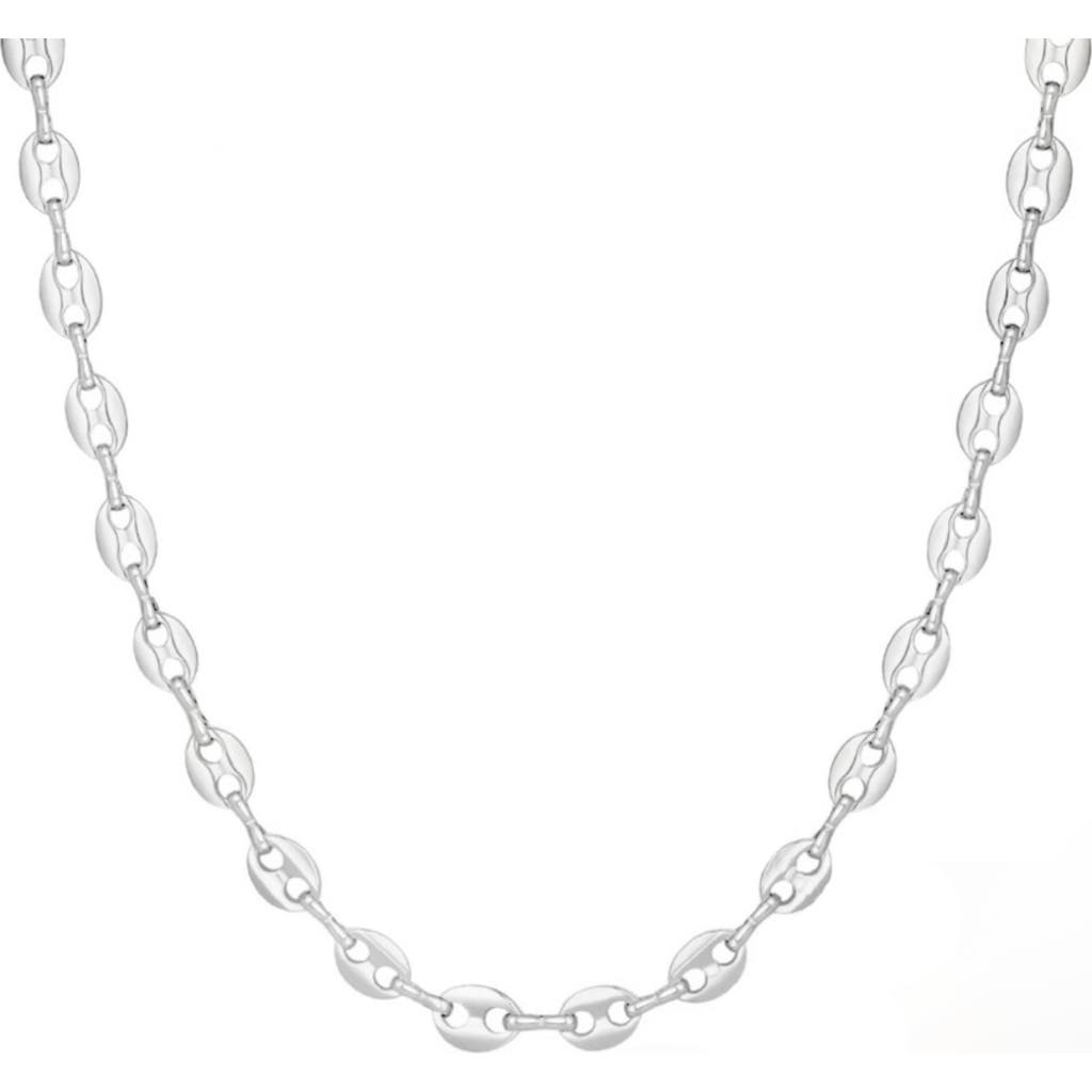 Donatello Gian Rhodium Plated Puffed Link Necklace In Silver