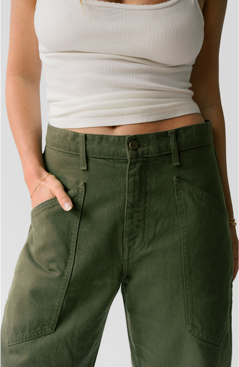 Nelle Atelier The Ali Petite Mid-Rise Barrel Jean, Alternate, color, Olive