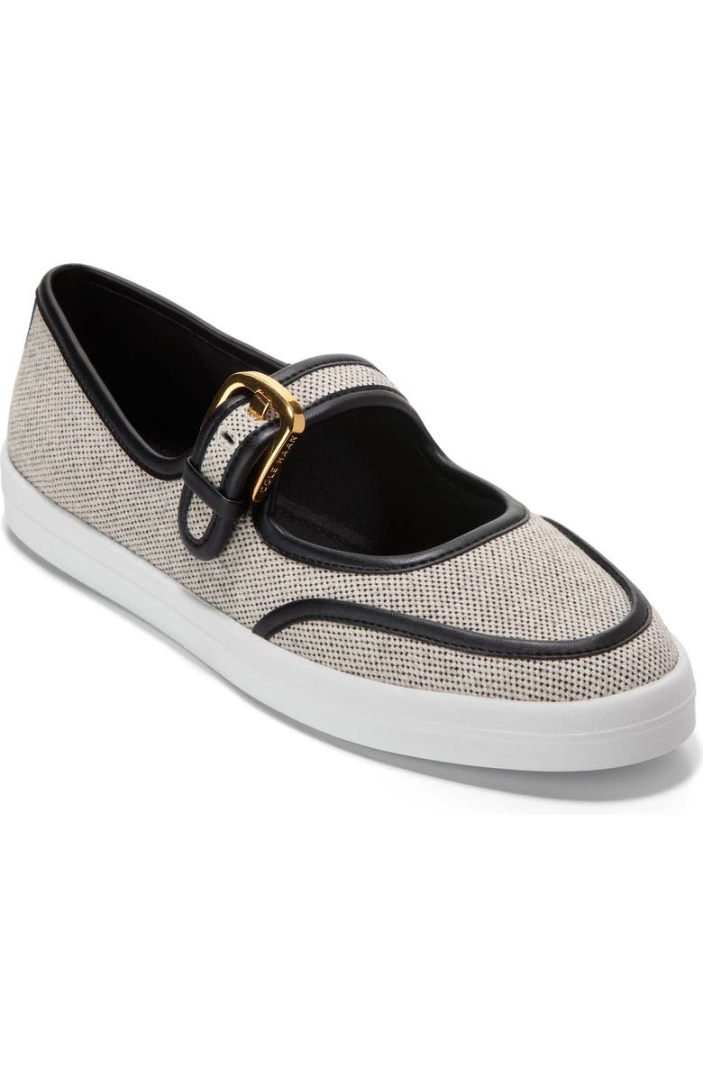 Cole Haan Nantucket Drift Mary Jane Flat, Main, color, Black/ Natural 2 Tone Canvas