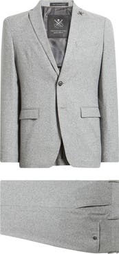 John Varvatos Star USA Varick Slim Fit Grey Mélange Wool & Cotton Blend Suit