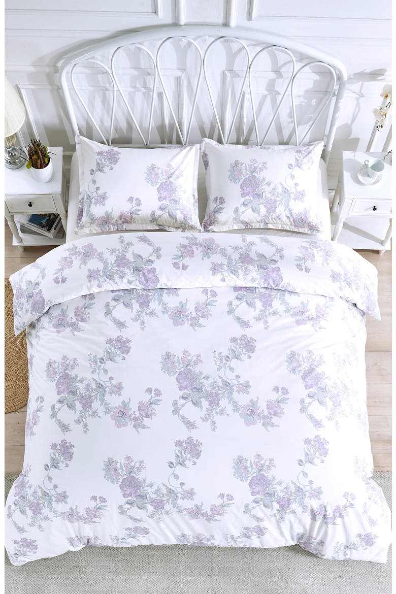 Rose Percale Cotton Duvet Cover & Sham Set, Alternate, color, VIOLET