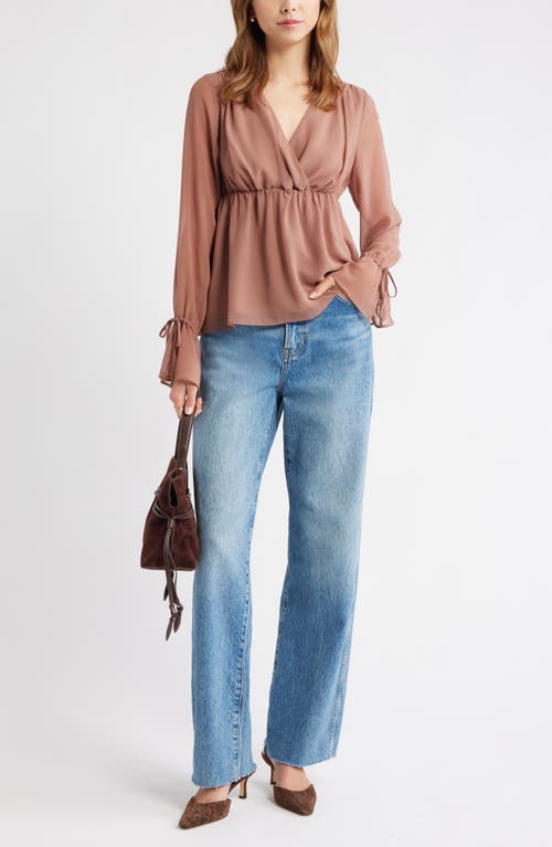 Open Edit Babydoll Chiffon Top In Neutral