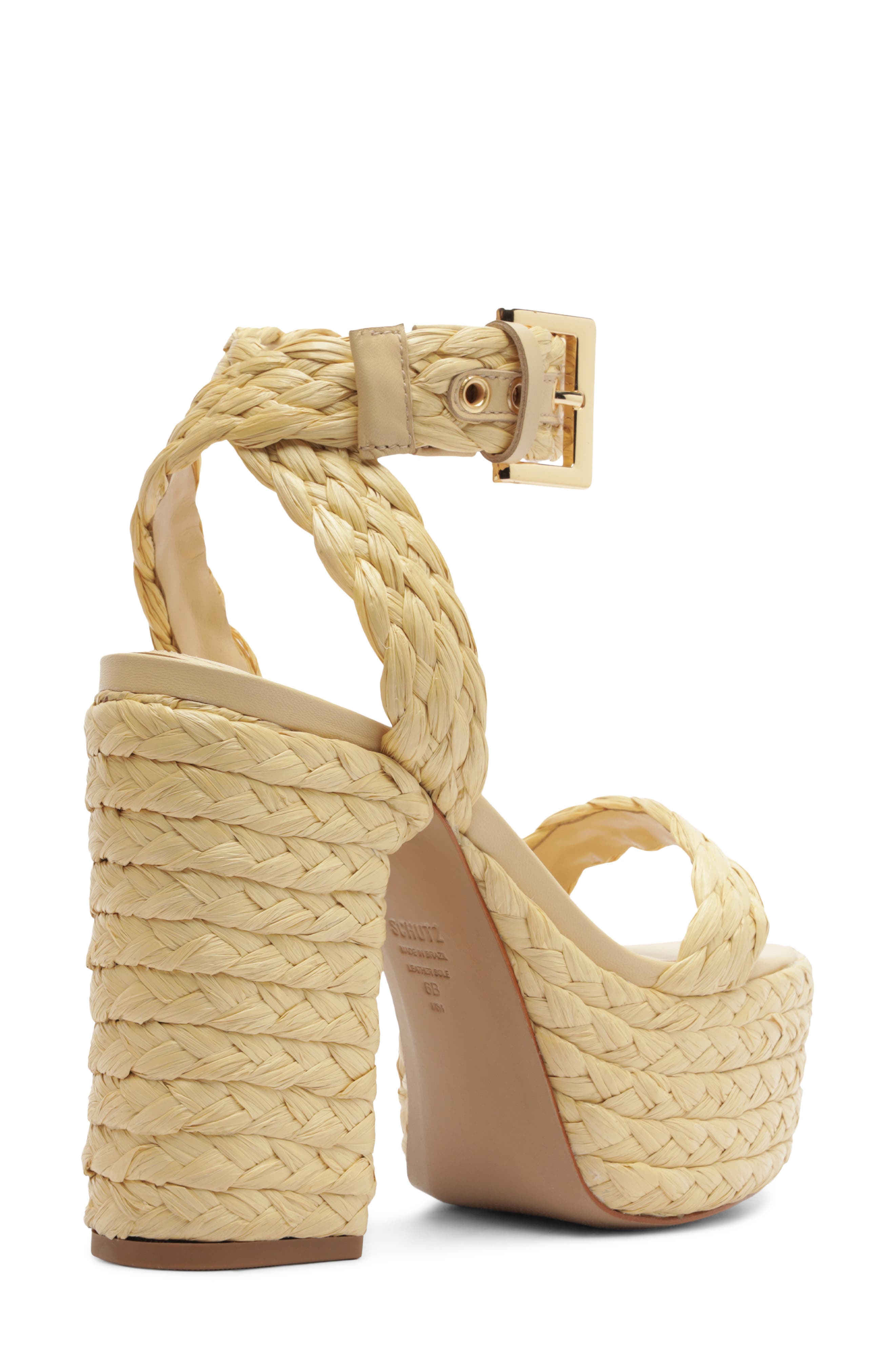 Schutz Ayana Ankle Strap Platform Sandal, Alternate, color, Palha/ Natural Nibs