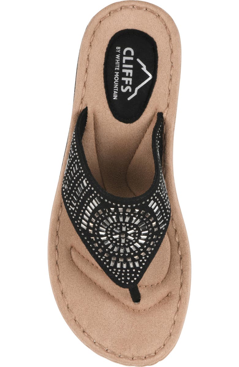 CLIFFS BY WHITE MOUNTAIN Cienna Thong Comfort Sandal, Alternate, color, Black/Fabric