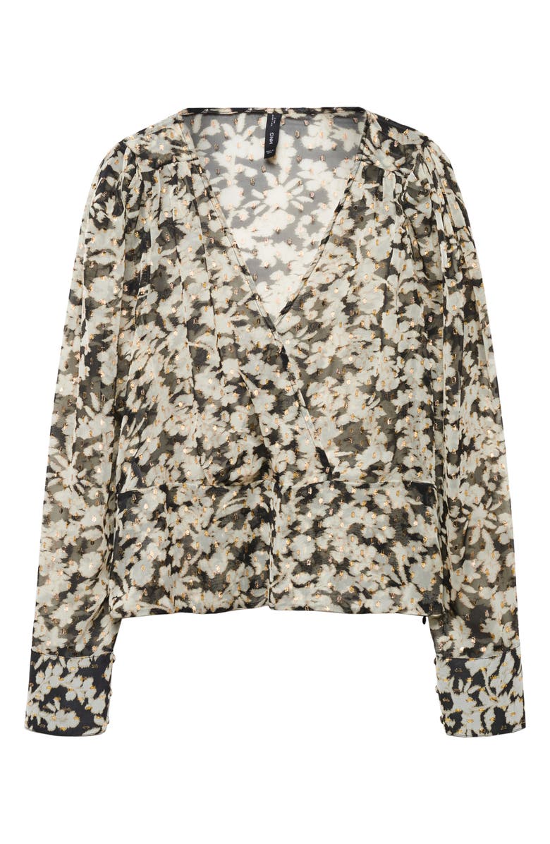 MANGO Floral Metallic Semisheer Top, Alternate, color,
