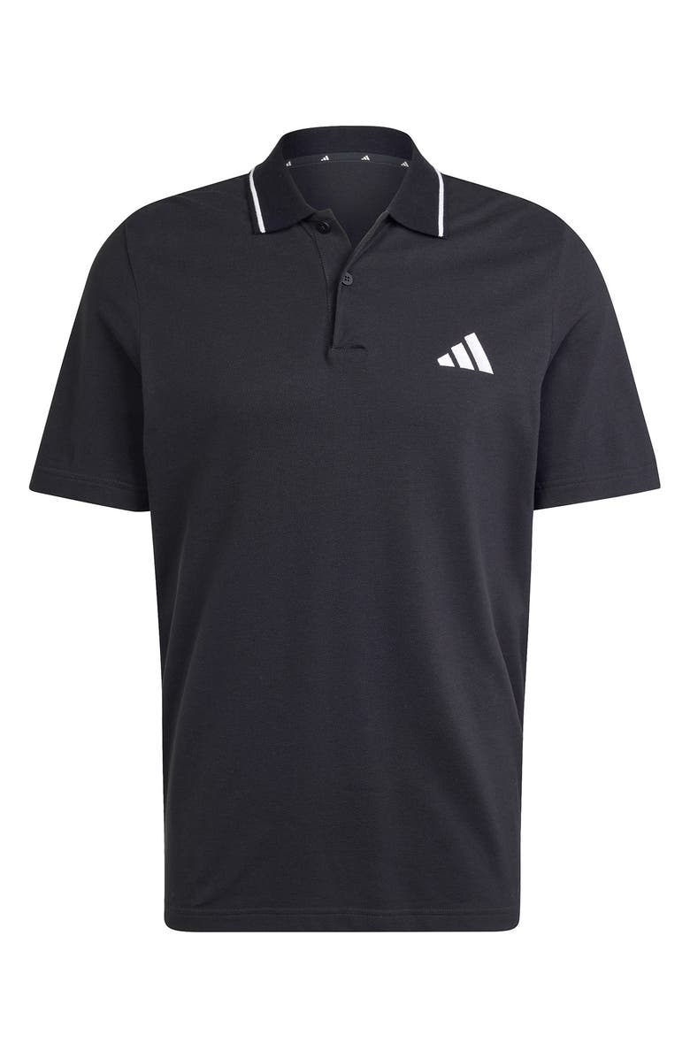 adidas Cotton Piqué Knit Polo, Alternate, color, Black/ White