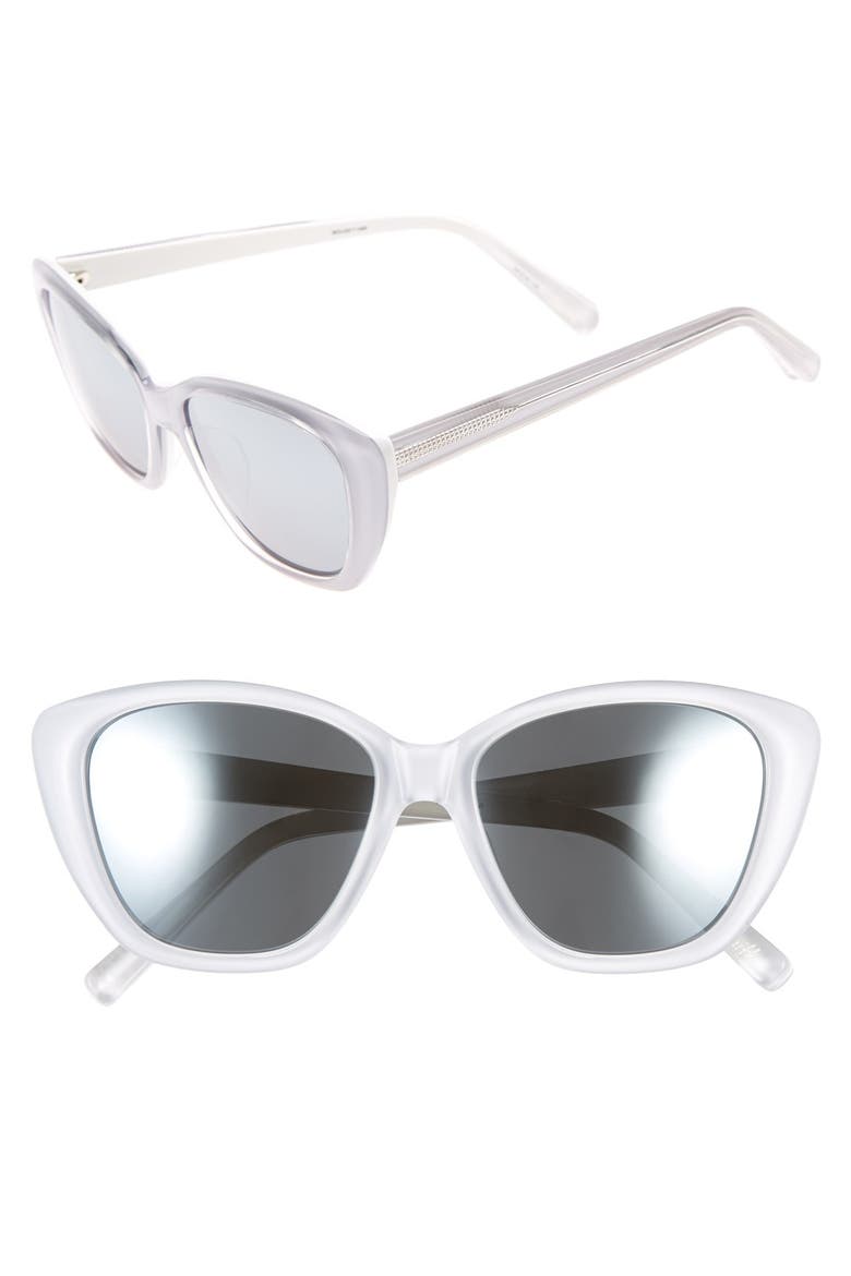 'Smith' 54mm Sunglasses, Main, color, CRYSTAL WHITE/ SILVER MIRROR