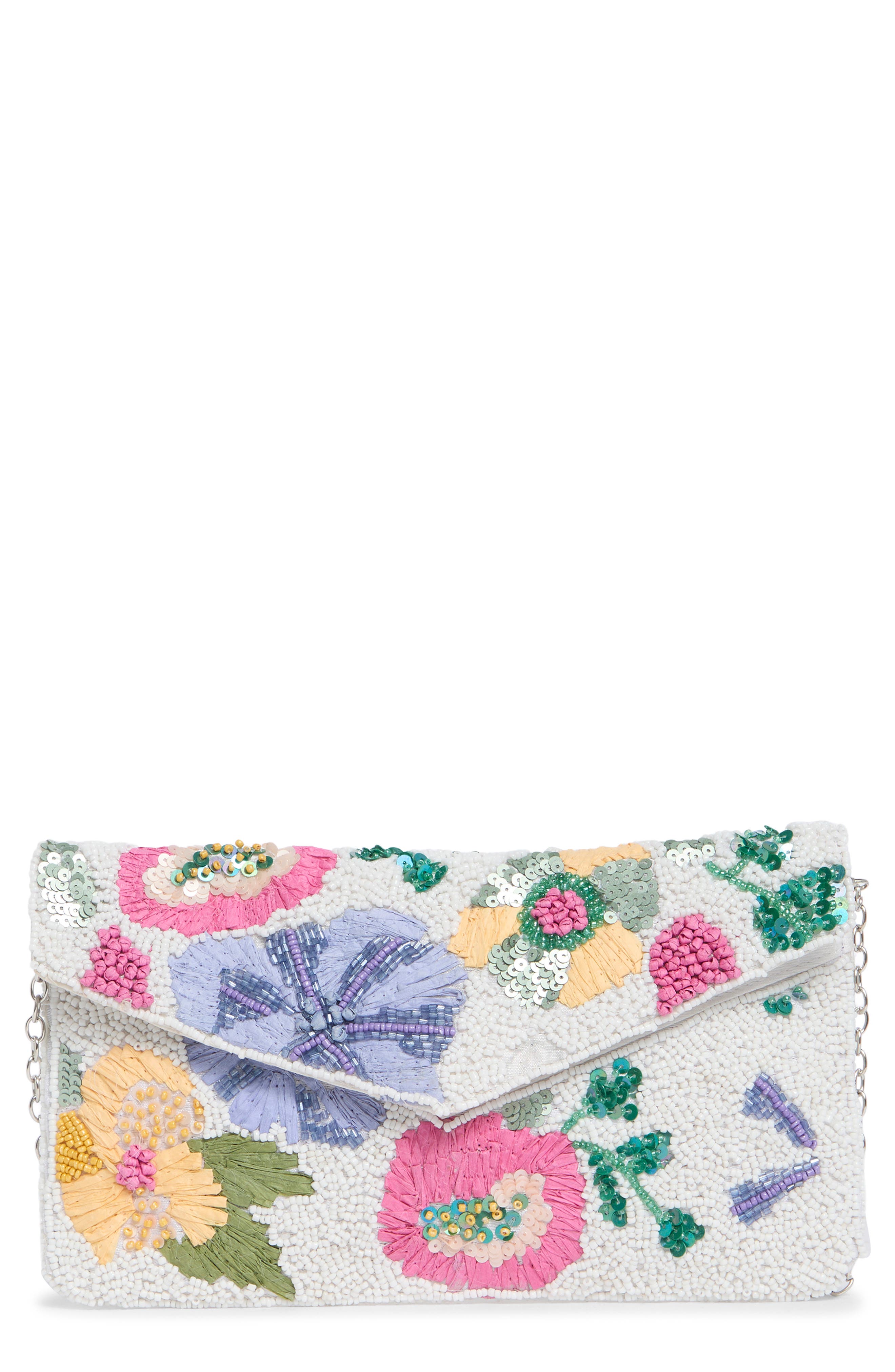 Collection XIIX Floral Beaded Envelope Clutch