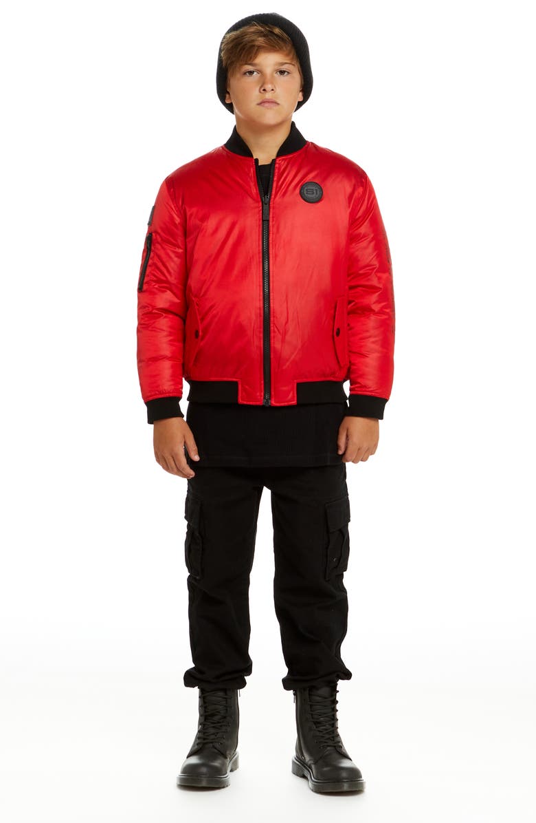 Andy & Evan x SPACEONE Kids' Reversible Bomber Jacket, Alternate, color, Mars Red