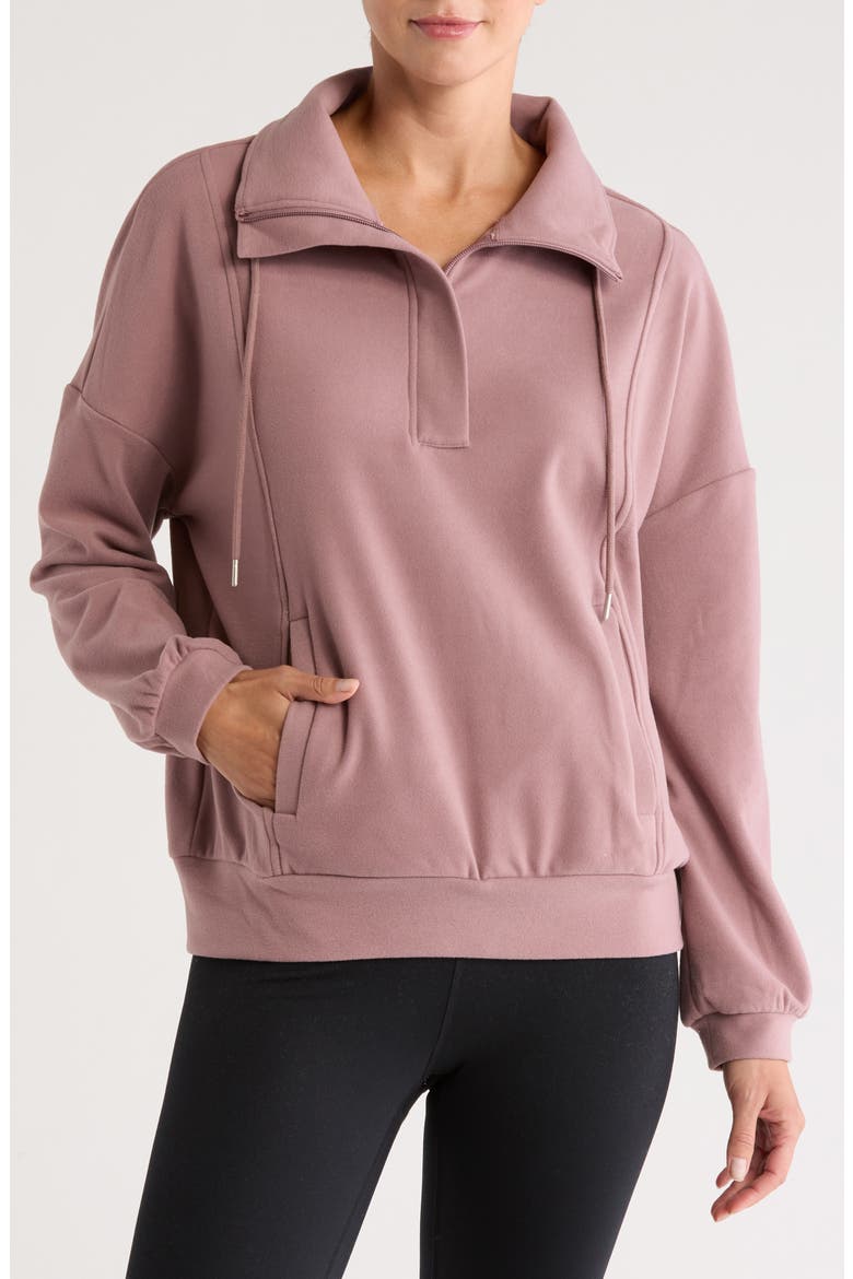Cozy Half Zip Pullover Sweatshirt, Main, color, PURPLE MOON