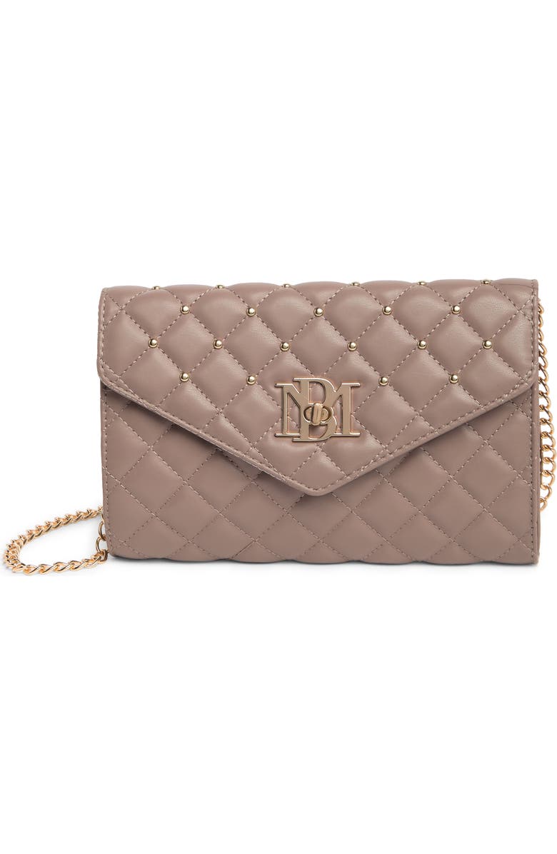 Badgley Mischka Collection Diamond Quilt Convertible Crossbody Bag, Main, color, Taupe
