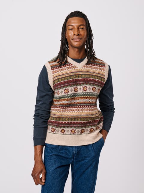 Fair Isle Slipover Wool Vest
