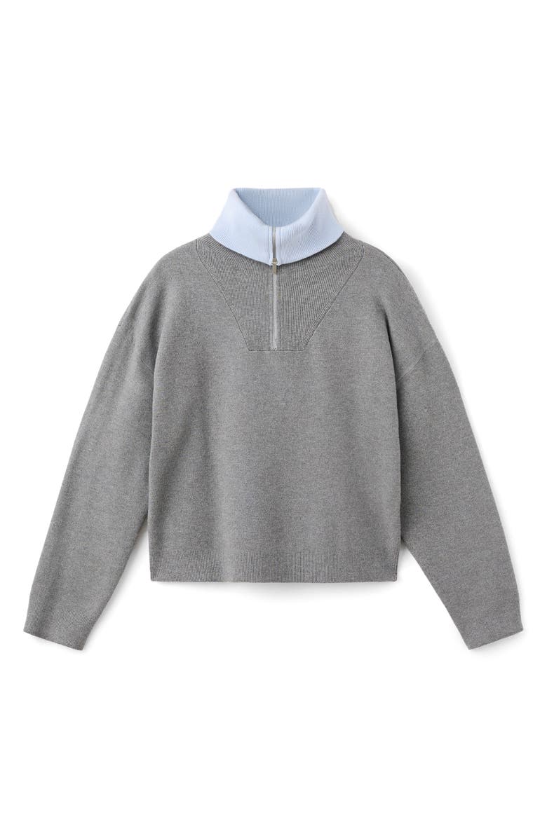 MANGO Quarter Zip Turtleneck Sweater, Alternate, color, Grey