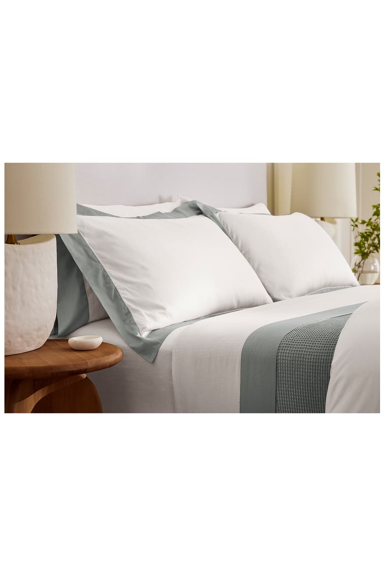 Signature Colorblock Duvet Set, Alternate, color, WHITE/ SHORE