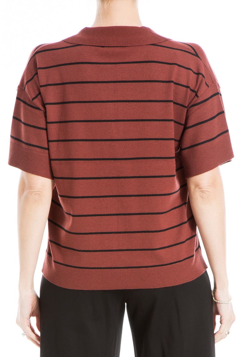 Johnny Collar Stripe Knit Polo Sweater, Alternate, color, CHNT/BLK-CHESTNUT/BLACK
