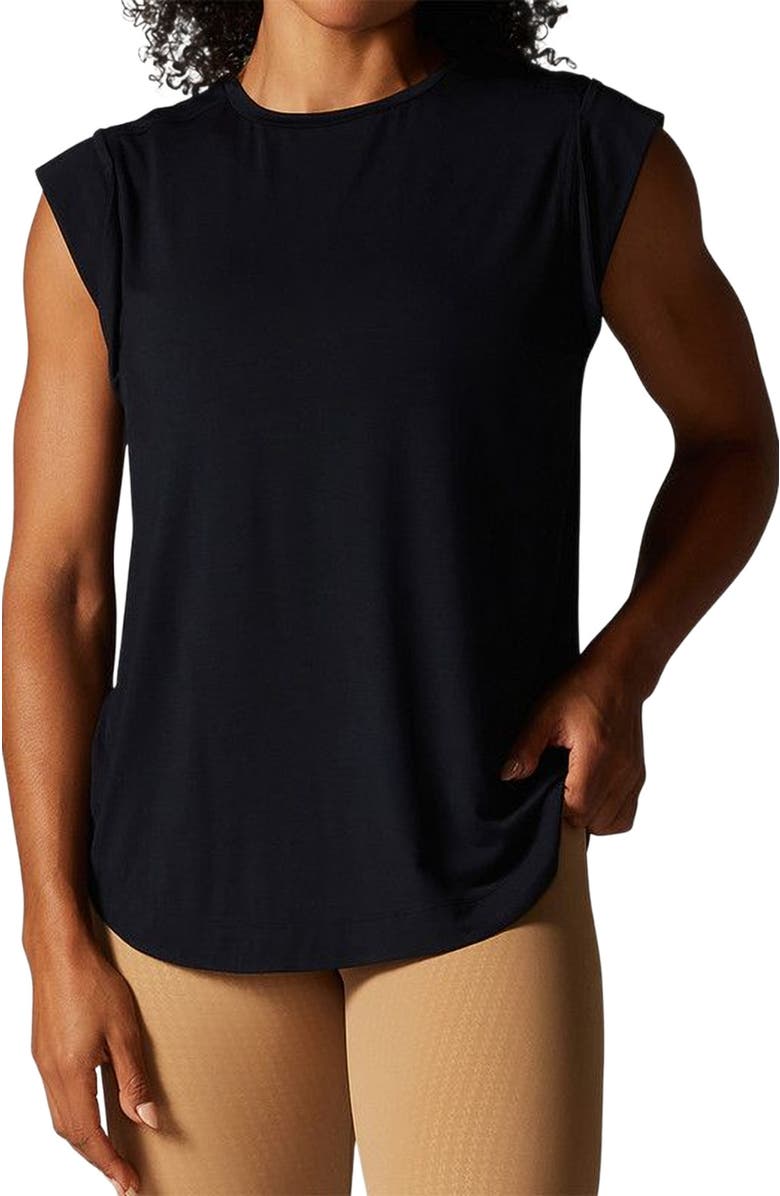 Tavi Cap Sleeve Muscle Tee, Main, color, Ebony
