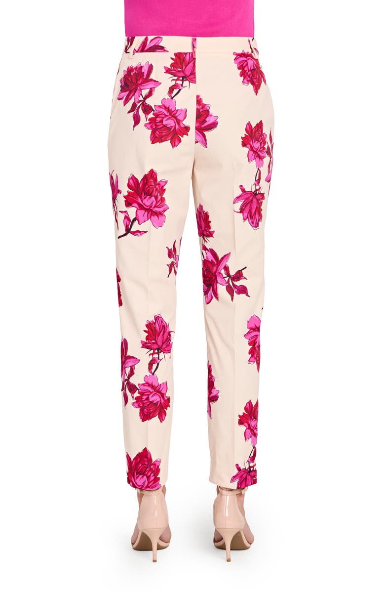 Tahari ASL Print Sateen Pants, Alternate, color, Vanilla Red Floral