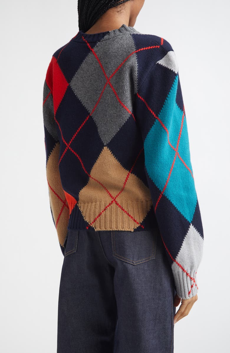 JW Anderson x Pringle of Scotland Argyle Wool Crewneck Sweater, Alternate, color, Navy
