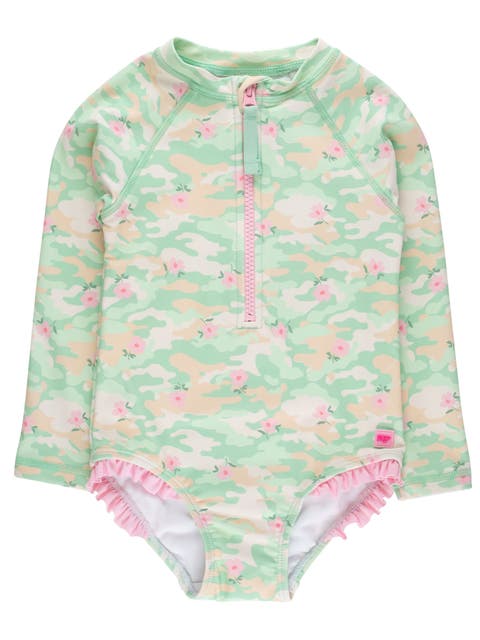 Girls UPF50+ Sun Protection Long Sleeve Rash Guard One Piece