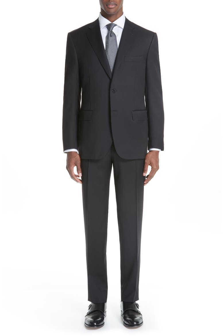 Classic Fit Wool Suit, Main, color, BLACK