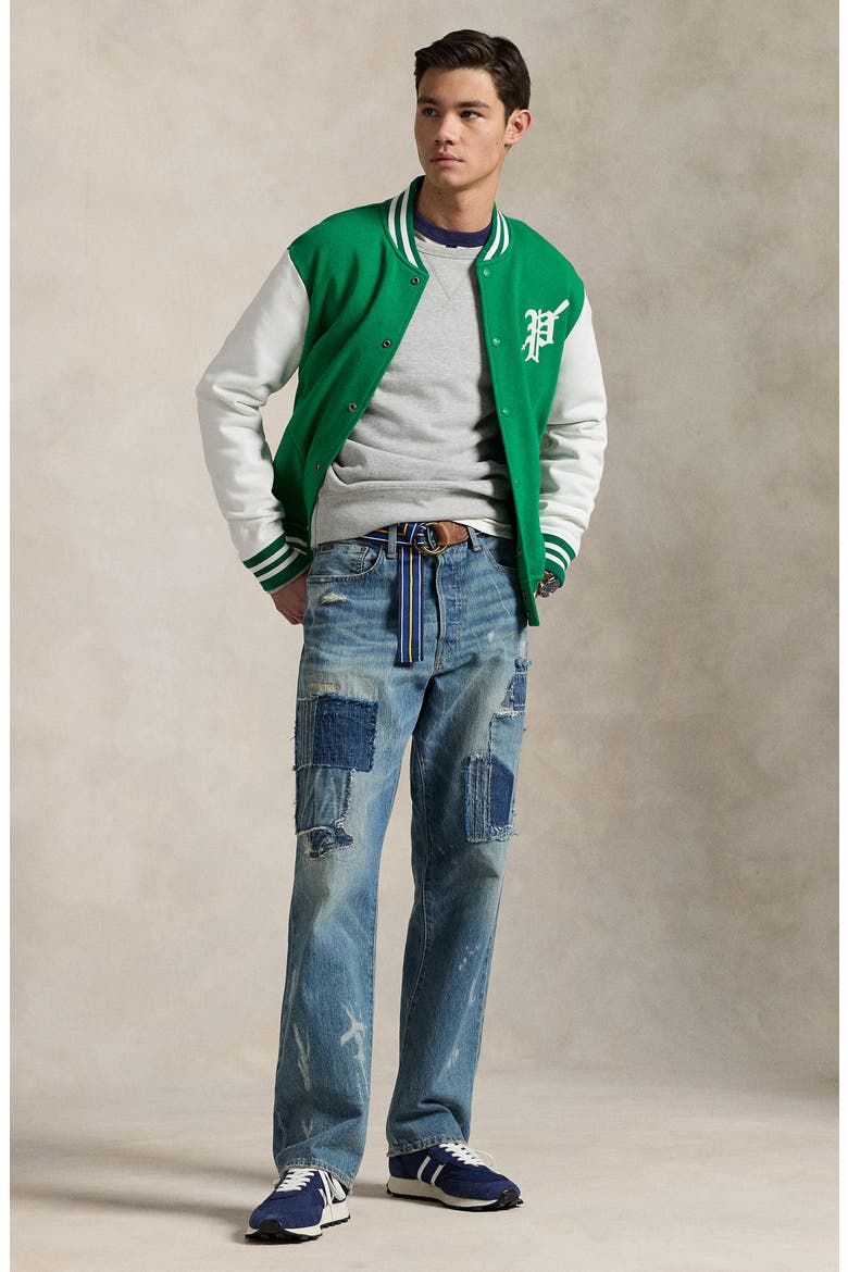 Graphic Fleece Baseball Jacket, Alternate, color, CRUISE GREEN/NEVIS