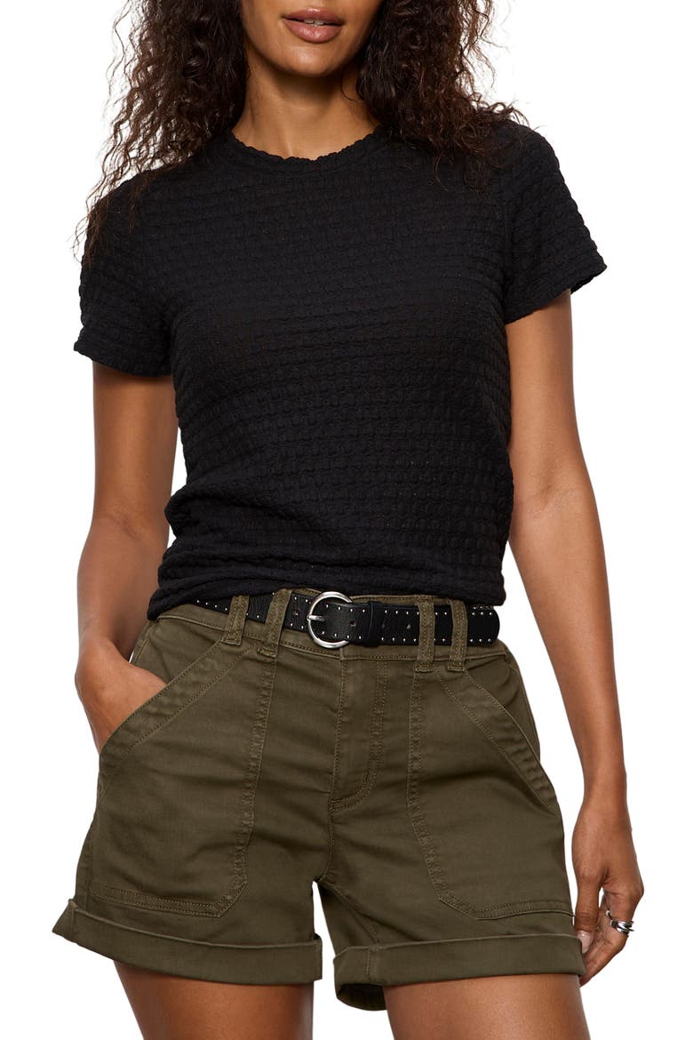 Perfect Puckered Lace T-Shirt, Main, color, BLACK