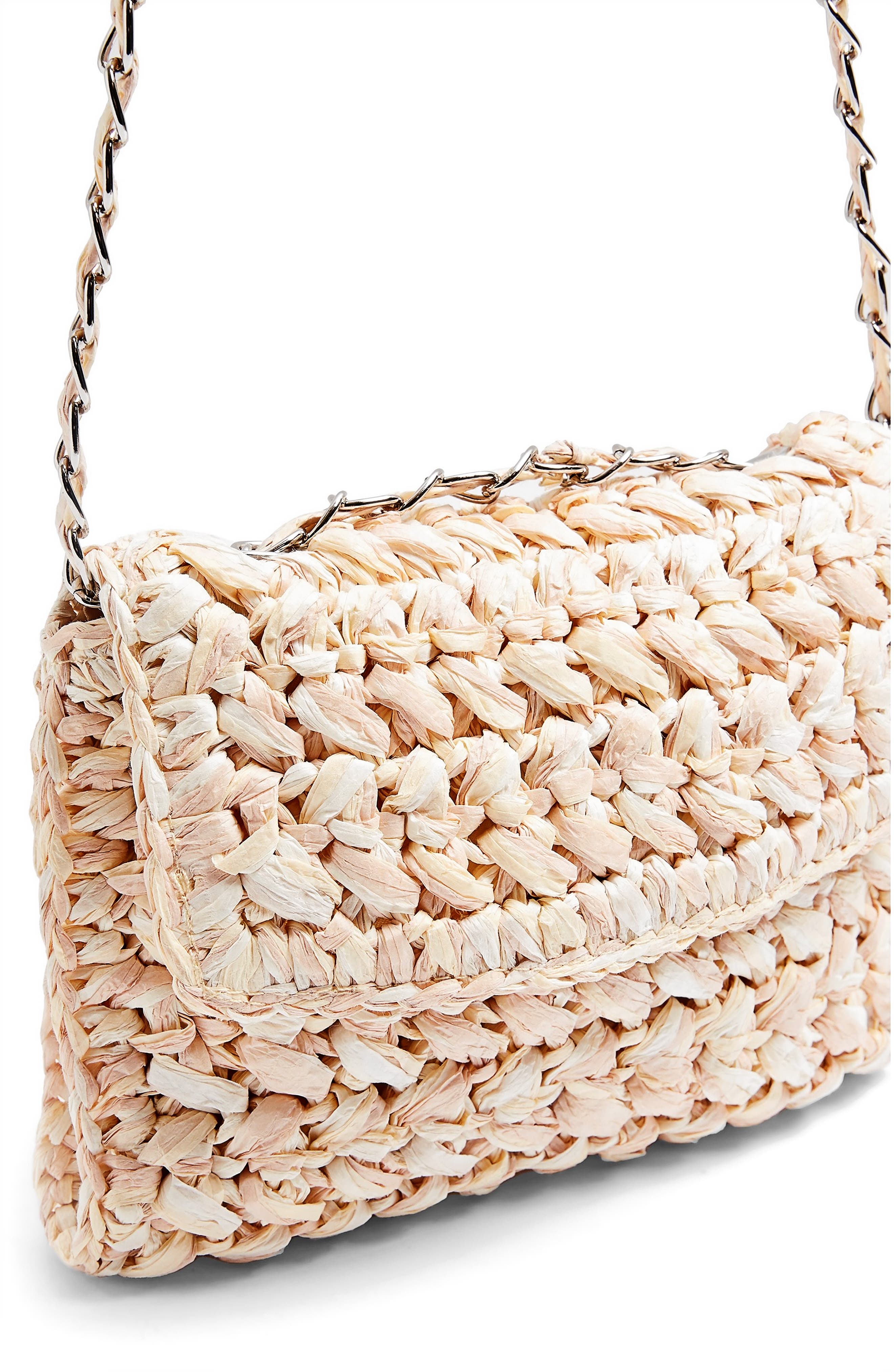 Topshop Fiji Woven Straw Shoulder Bag, Alternate, color, 