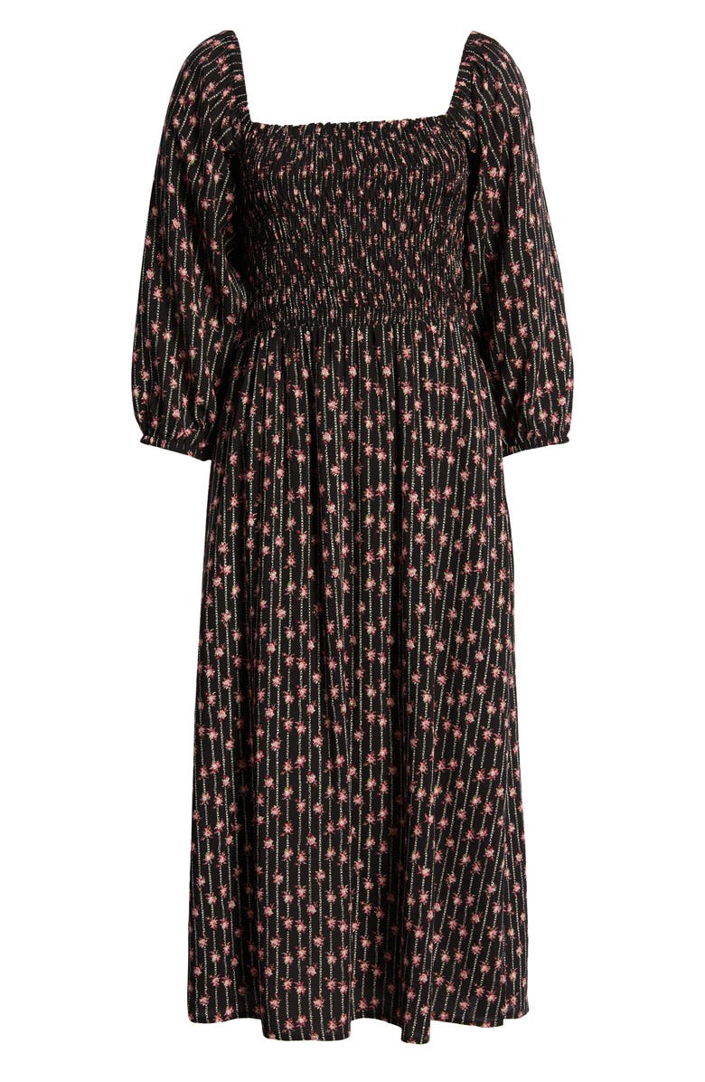 WAYF Nevaeh Smocked Midi Dress, Alternate, color, 