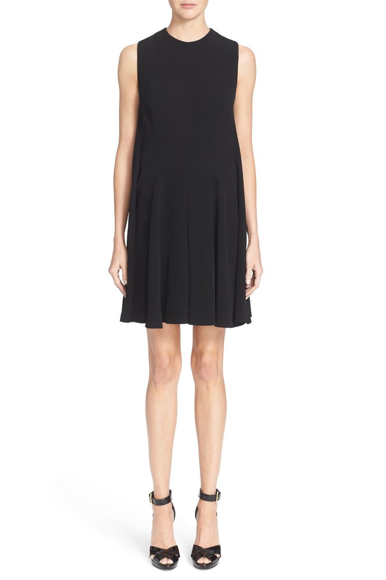 Alexander McQueen Flare Back Cady Dress, Main, color, BLACK