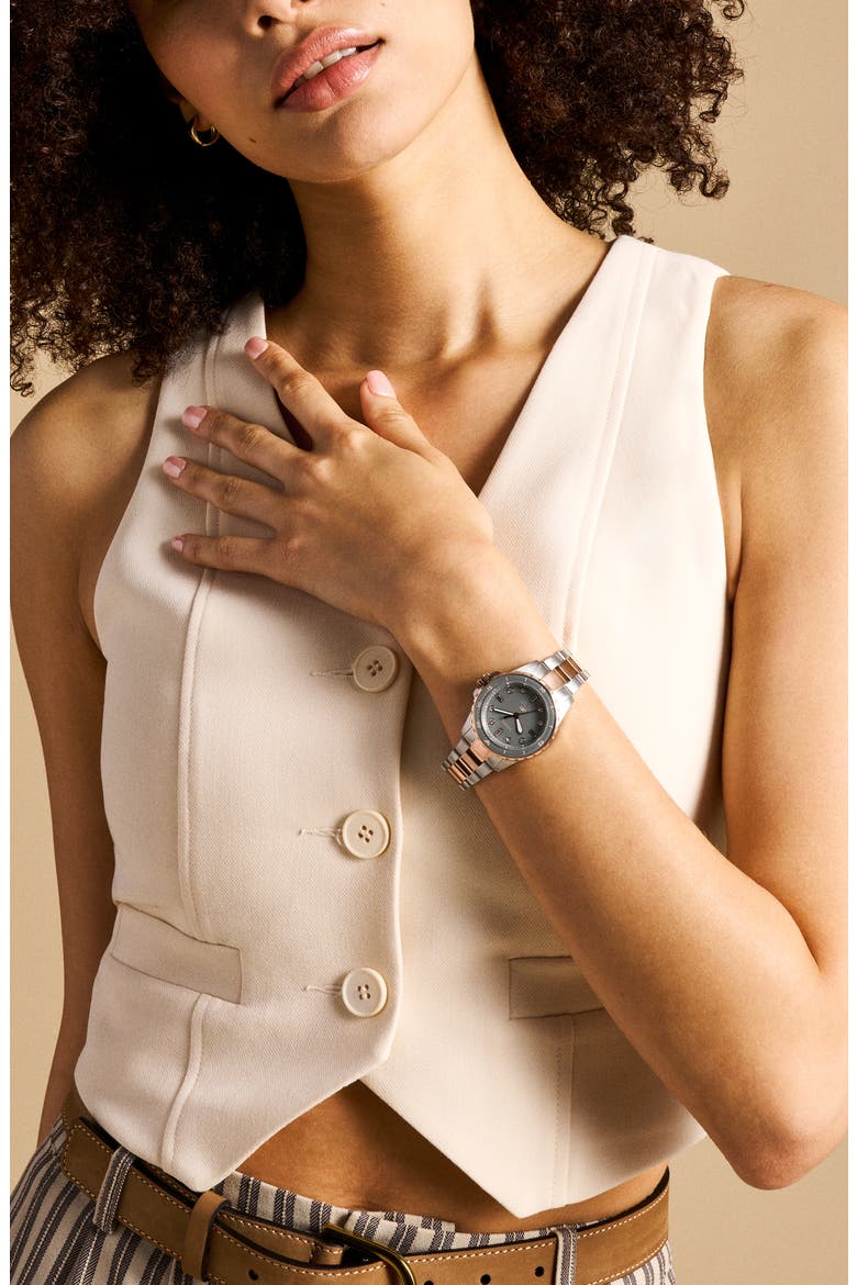 Blue Dive Bracelet Watch, 36mm, Alternate, color, SILVER/ROSE GOLD