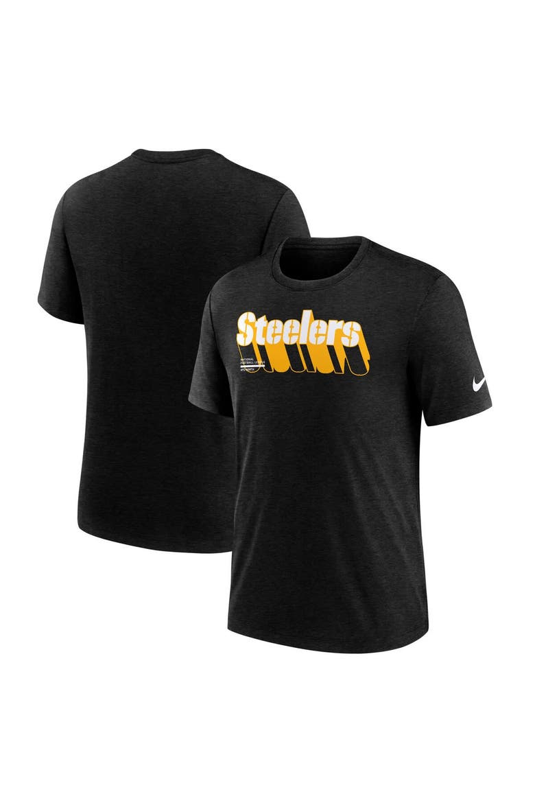 Men's Nike Heather Navy Pittsburgh Steelers Long Pass Tri-Blend T-Shirt, Alternate, color, Heather Navy