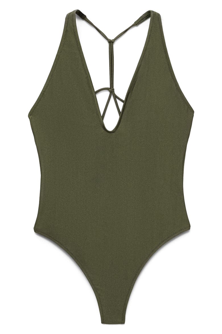 Strappy One-Piece Swimsuit, Alternate, color, KHAKI GREEN