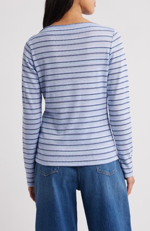 Bobeau Stripe Jacquard Boat Neck Knit Top
